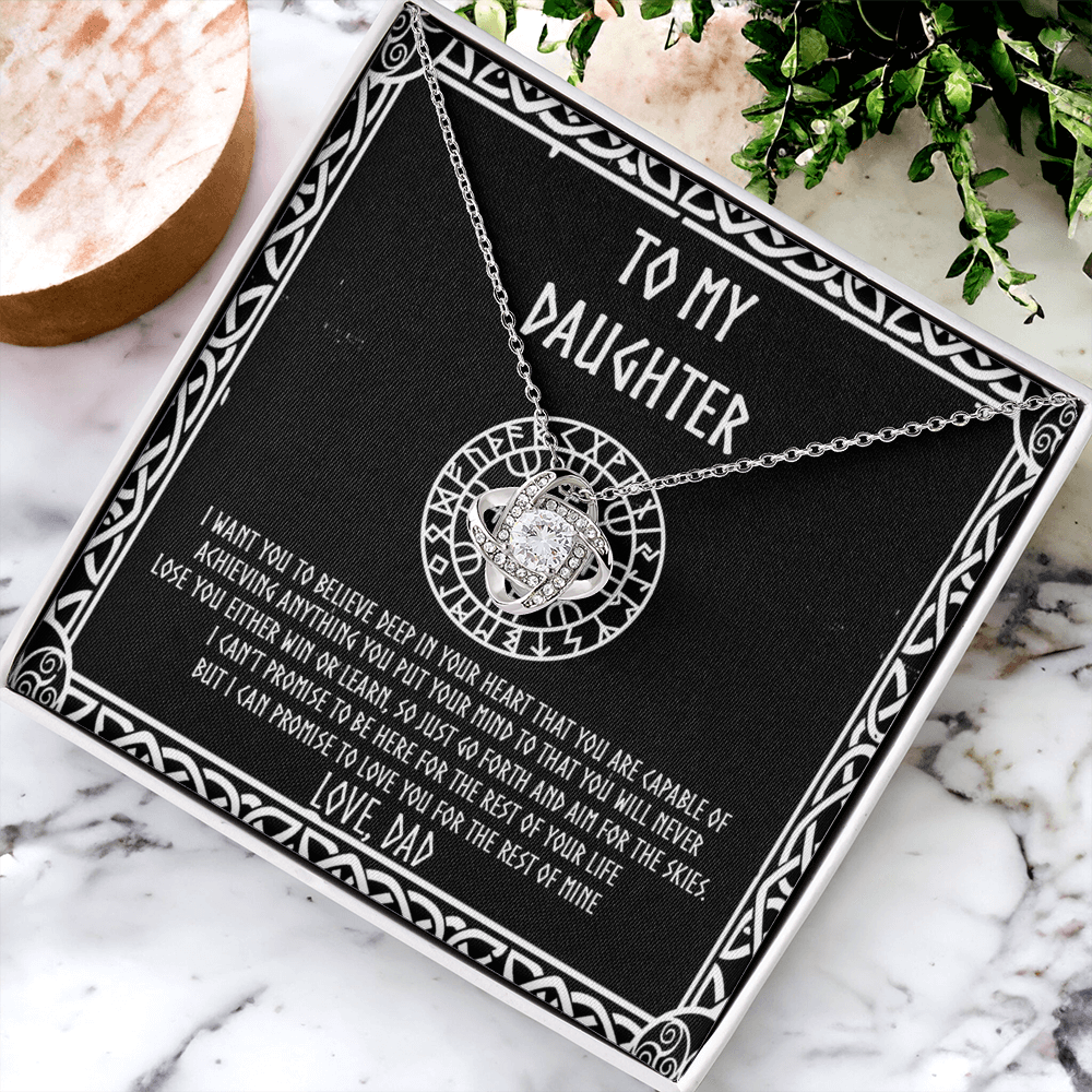 Daughter Viking Gift Necklace, Viking To My Daughter From Dad I Want You To Believe Deep In Your Pendant Necklace Message Card and Gift Box styles Gift On Birthday, Christmas Graduation Gift