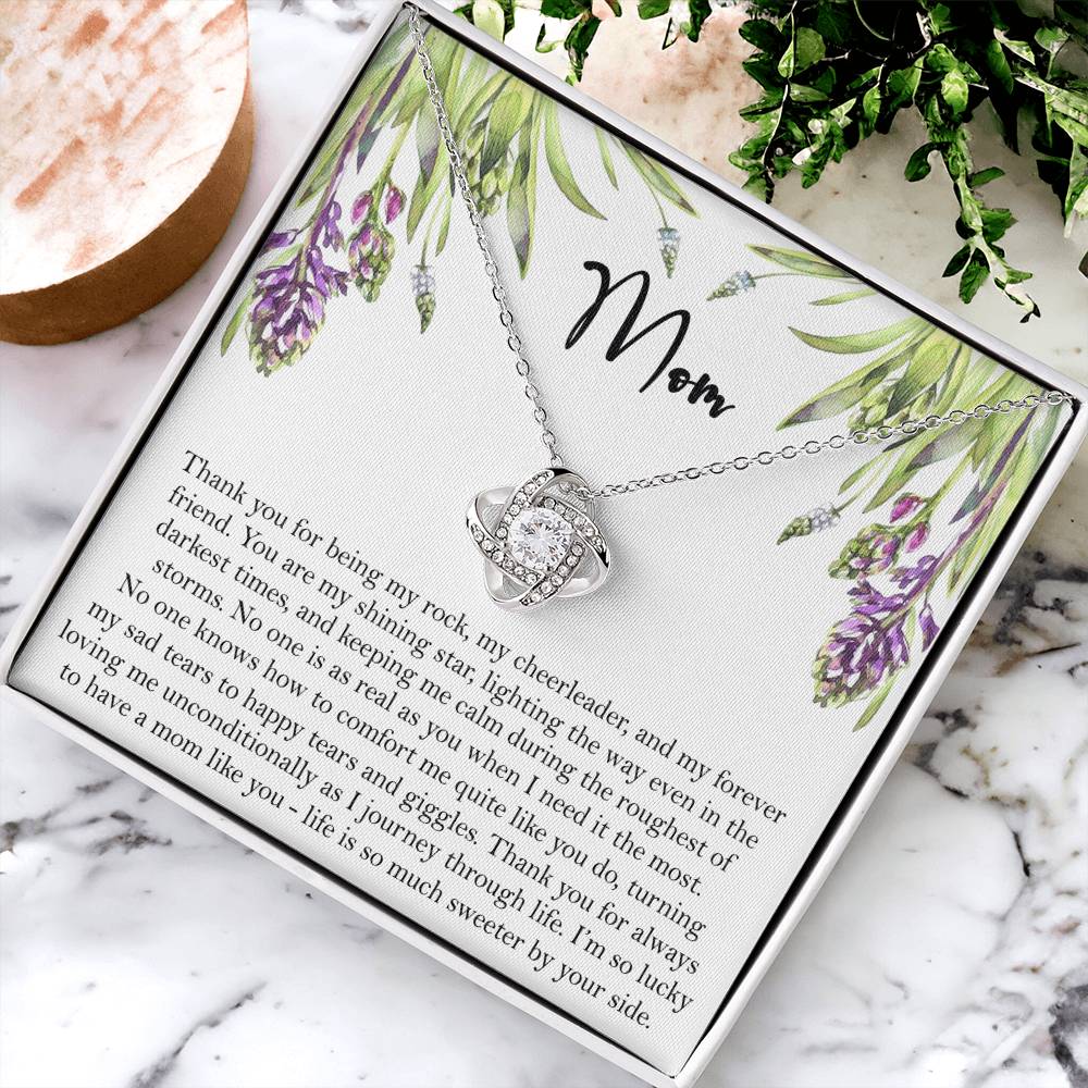 Thank You Mom Gift Necklace, To My Mom Love Knot Necklace Gift From Daughter And Mother Love Knot Pendant Gift For Mom, Bonus Mom Gift Necklace Thank You Pendant Gift For Mom, Jewelry Gift For Women
