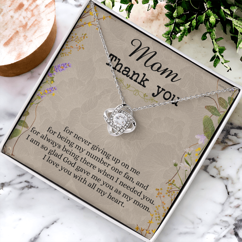 Mom Thank You Gift Necklace, To My Mom Love Knot Necklace From Daughter Necklace Gift For Mom Mother's Day Necklace Gift For Mom, Birthday Gift For Mom Anniversary Jewlry Gift For Women, Mom