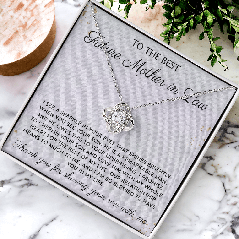 Future Mother In Law Necklace, To The Best Future Mother In Law Necklace From Son, Mother of the Groom Gift Necklace From Bride Wedding Gift Love Knot Pendants from Bride, Jewelry Gift For Women