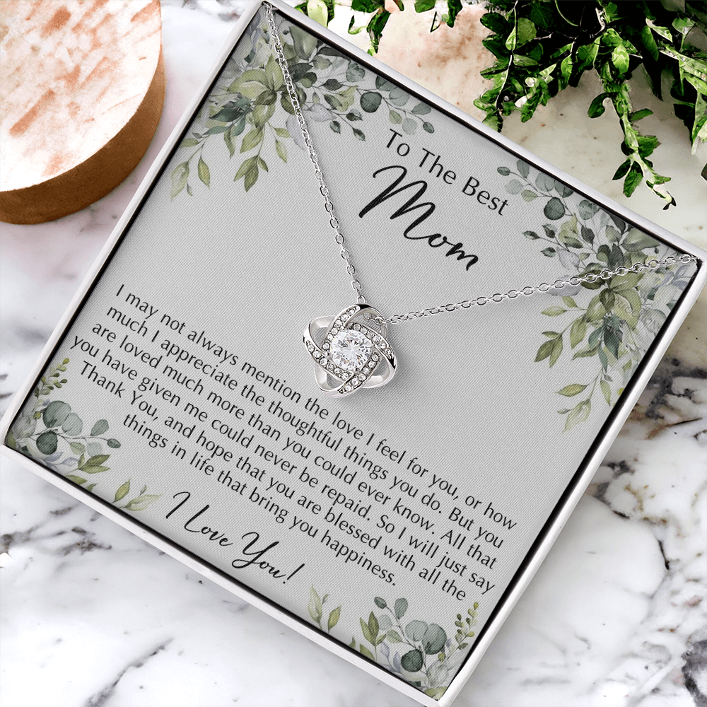 To The Best Mom Necklace From Daughter, Thank You For Mom Necklace Gift For Mom, Mother And Daughter Love Knot Necklace Gift On Mother's Day Anniversary, Birthday Gift Christmas, Jewelry For Women