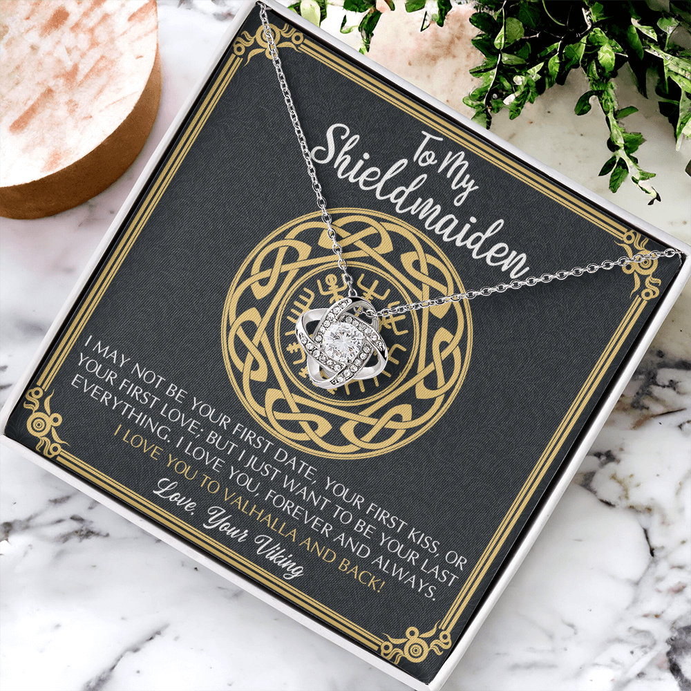 Personalized Gift Necklace, To My Shieldmaiden Necklace From Viking, I Love You to Valhalla and Back Viking Necklace Jewelry Gift For Women Wife Girlfriend Anniversary Customized Message Card