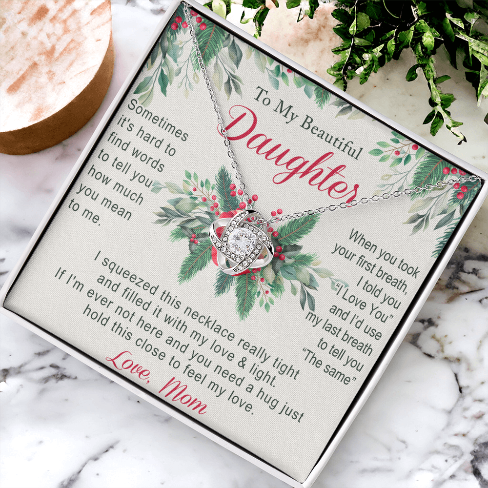 To My Daughter Gift Necklace from Mom Necklace for Daughter Present for Daughter Christmas Day Gift Christmas Necklace Pendant Jewelry for Daughter Christmas Card Jewelry Gift For Girls Little Girl