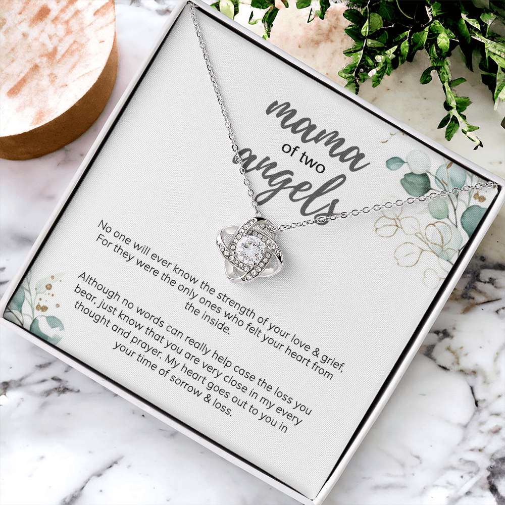 Mama Love Knot Necklace, Mama Of Two Angels Necklace From Daughter, Love And Grief Necklace Gift For Mom, Mother's Day Necklace Gift For Mom, Jewelry Gift For Mom From Daughter Gift Necklace To Mom