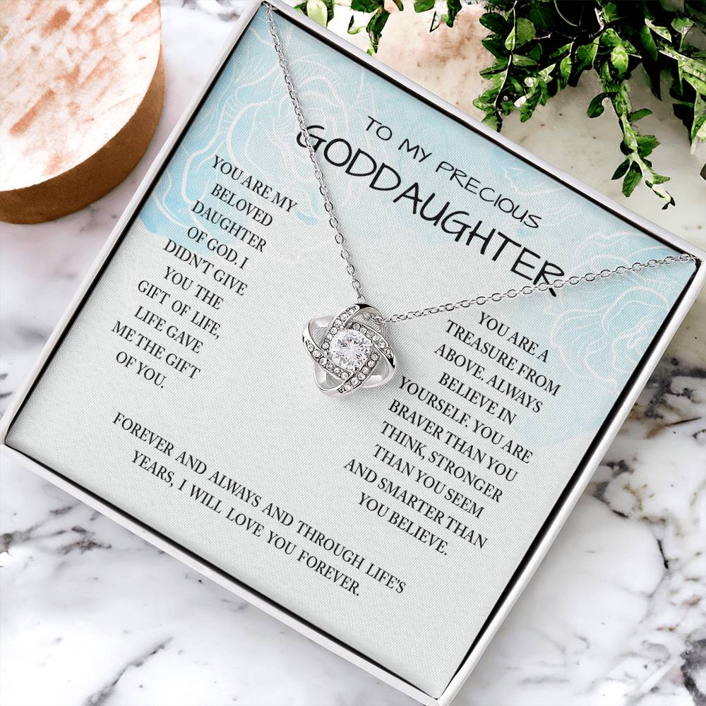 To My Preccious Goddaughter Necklace From Grandma And Grandpa, To Goddaughter Love Knot Necklace, Gift Necklace To Goddaughter, You Are My Beloved Daughter Of God Necklace Gift For Girls, Daughter