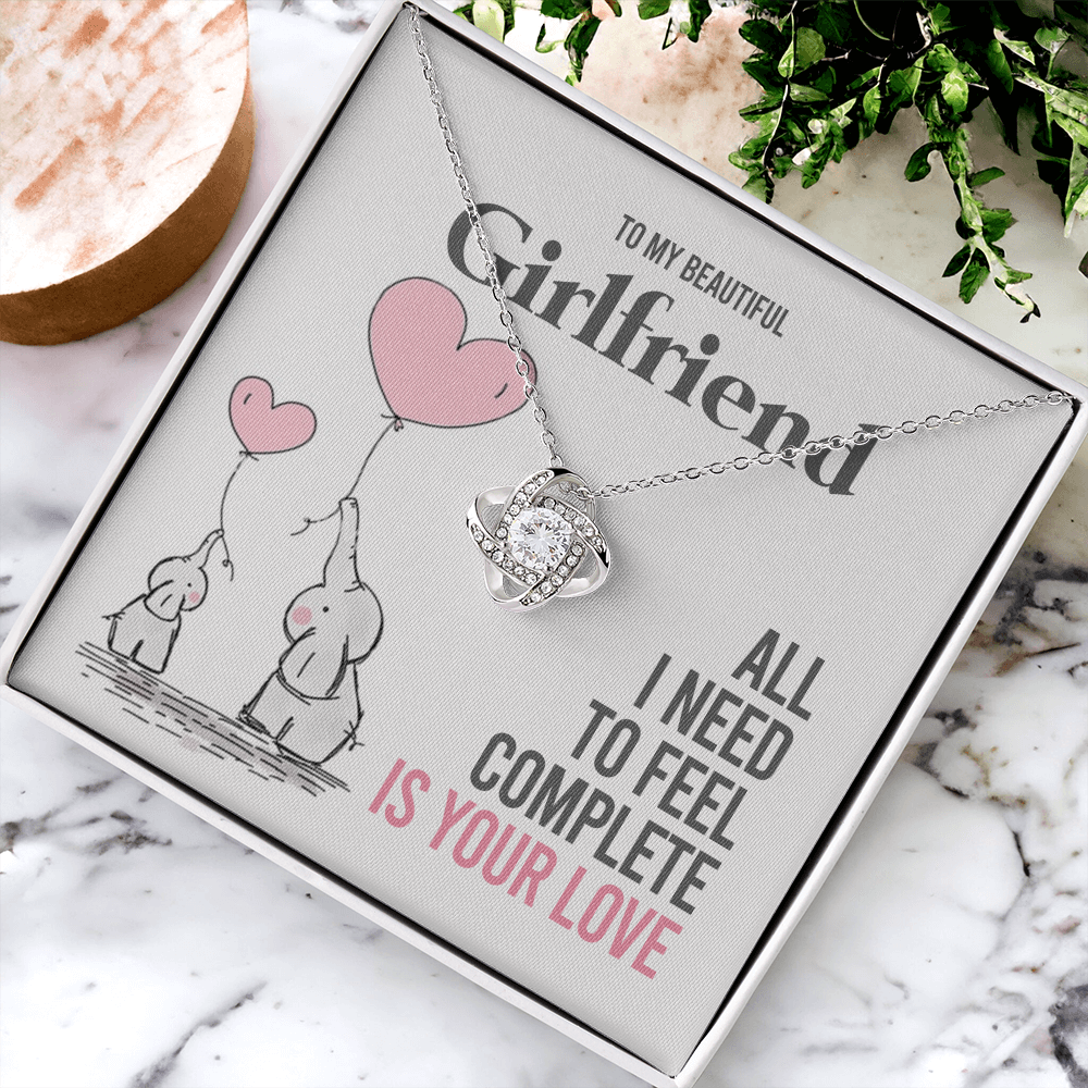 To My Girlfriend Gift Necklace Romantic Girlfriend Birthday Gifts for Girlfriend From Boyfriend, Husband, Girlfriend Gift Necklace - Jewelry Gift For Girls, Love Knot Pendant Gift For Girlfriend