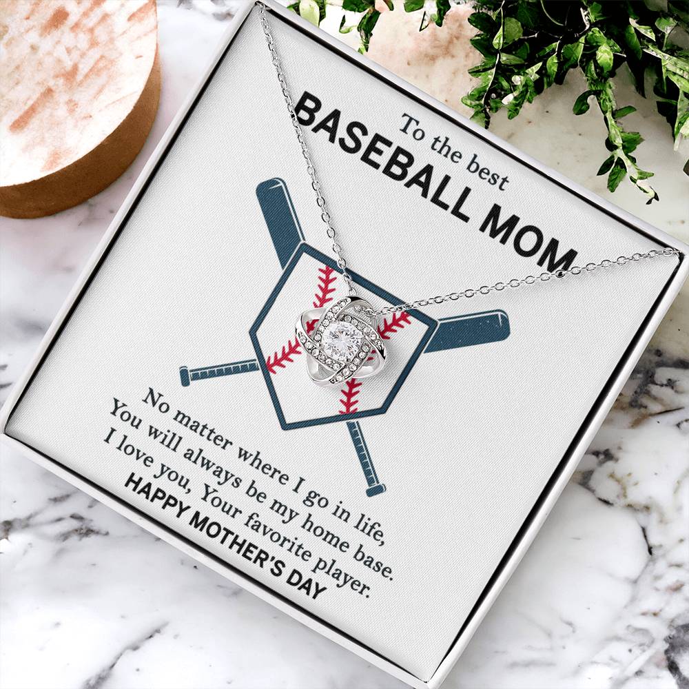 Baseball Mom Necklace, To The Best Baseball Mom Necklace From Son, Favorite player Necklace Gift For Mom, Happy Mother's Day Necklace Gift For Baseball Mom Love Knot Necklace Jewelry Gift For Women Love Knot Necklace 6323