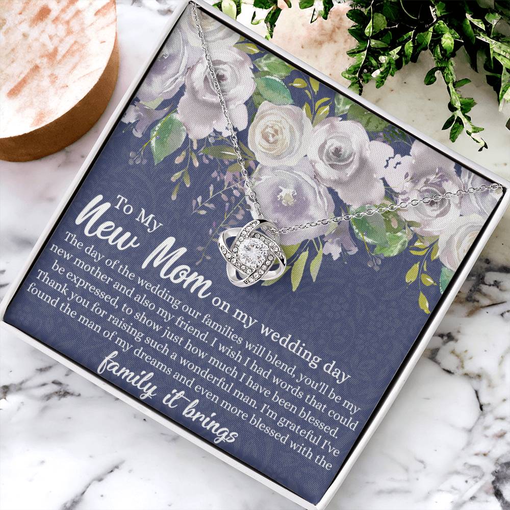 New Mom Necklace - To My New Mom Love Knot Necklace Gift From Daughter, My Wedding Day Necklace Gift For Mom, Wedding Mom Gift Necklace From Daughter, New Mom On My Wedding Day Gift Necklace For Mom Love Knot Necklace 6323