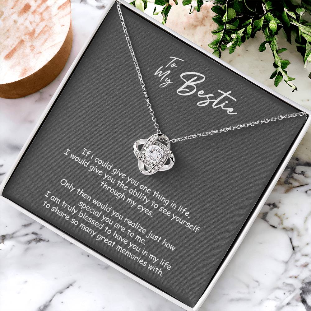 To My Badass Bestie Necklace From Men, Boyfriend, Besttie Gift Necklace, Bestie Wedding Gift Love Knot Pendant, Bridesmaid Gift for Badass Bestie Love Knot Necklace On Valentine's, Anniversary