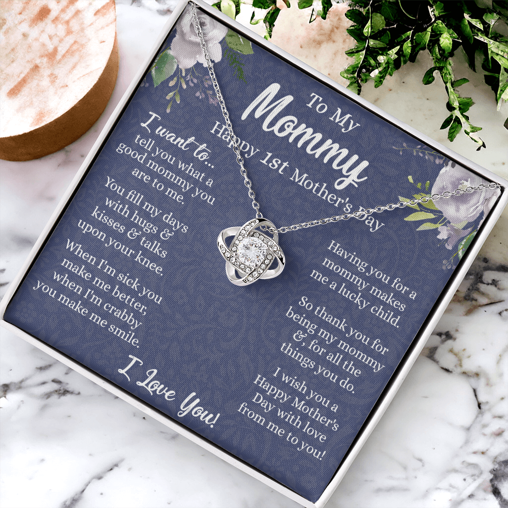 1st Mother's Day Necklace Gift, To My Mommy Love Knot Necklace From Daughter, Necklace Gift For Mom, Happy Mother's Day Necklace, Birthday Necklace For Mom Anniversary Jewlry Gift For Women