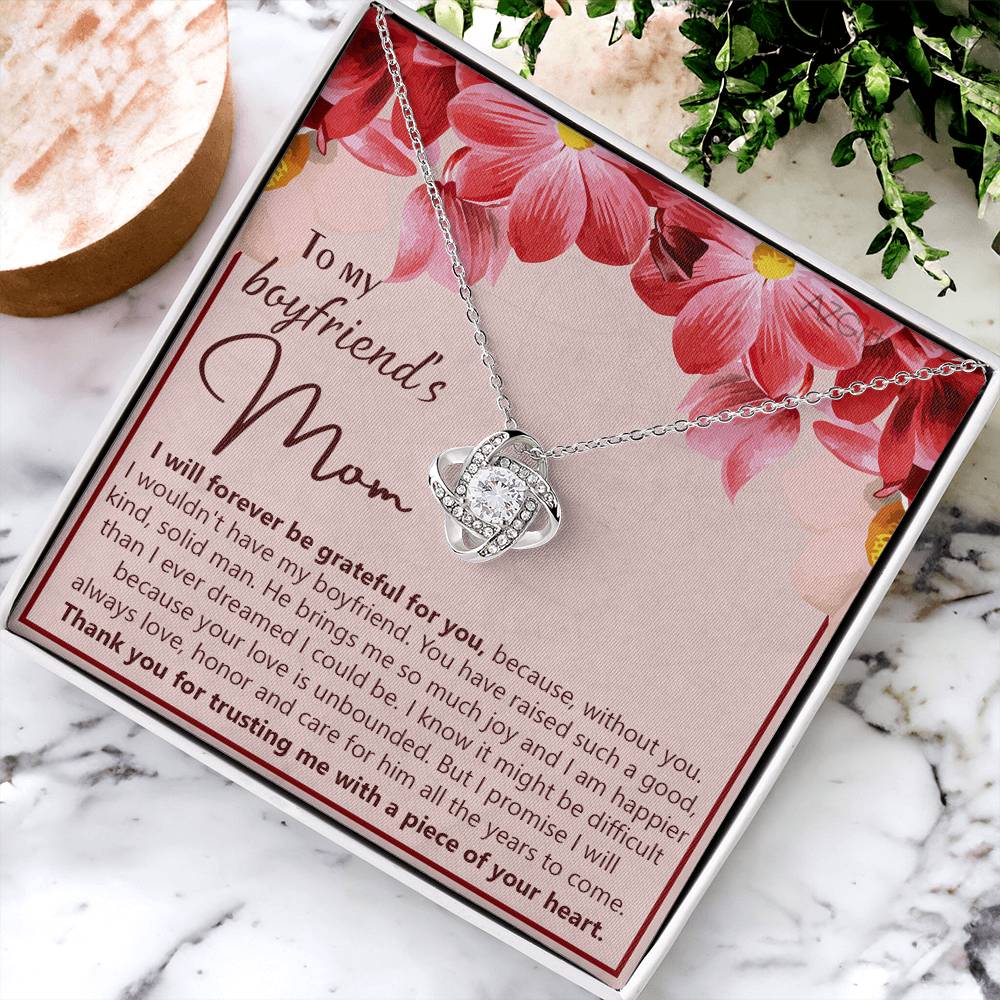 To My Boyfriend's Mom Necklace From Girlfriend Mom, Boyfriends Mom Love Knot Necklace, Boyfriend's Mom Gift Necklace, Boyfriend's Mom Gifts Necklace On Mother's Day, Xmas Present Jewelry For Women