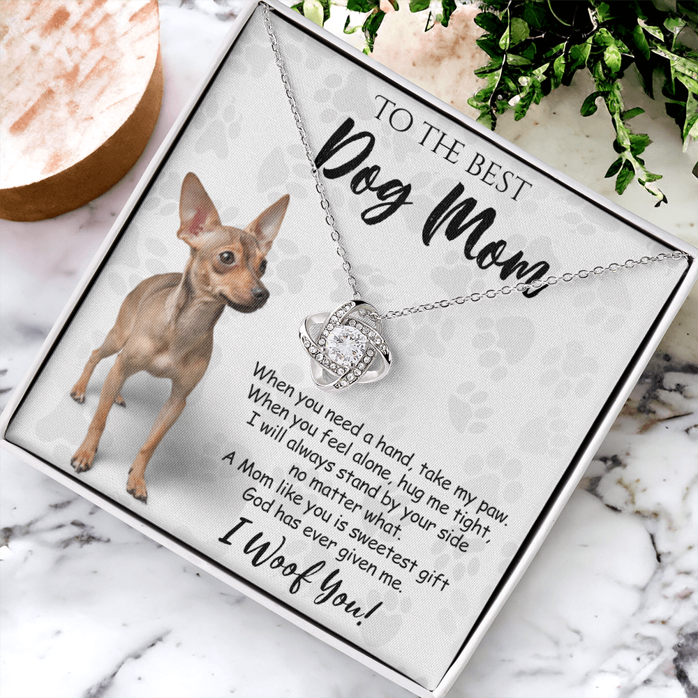 To The Best Dog Mom Love Knot Necklace From Daughter Mother's Day Necklace Gift, Chihuahua Love Knot Pendant, Jewelry Gift For Women, Dog Lovers Chihuahua Gift Necklace, Dog Mom Gift Necklace