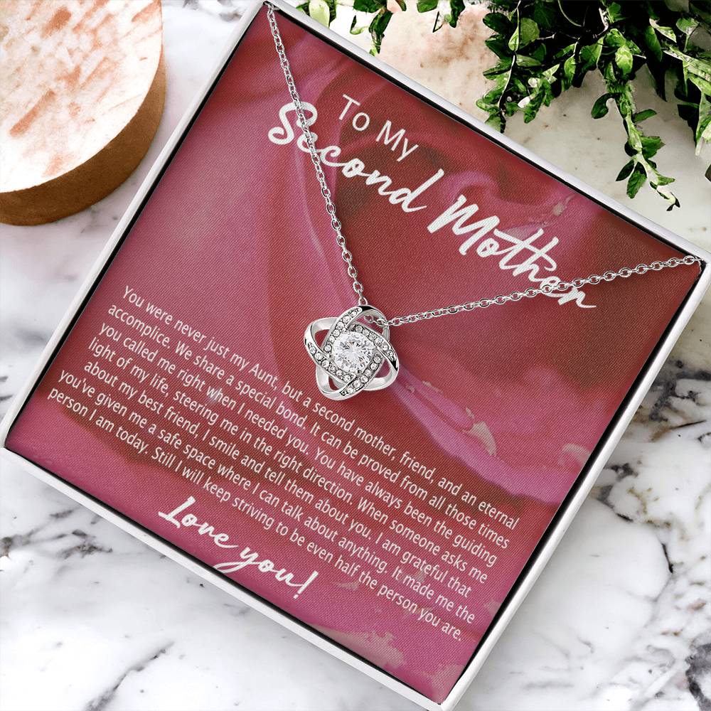 1Second Mother Necklace, To My Second Mom Love Knot Necklace From Son, Second Mother Gift Necklace, Mother Pendant Gift Necklace From Daughter Or Son, Jewelry Gift For Women, Boyfriend's Mom Gift Love Knot Necklace 6323