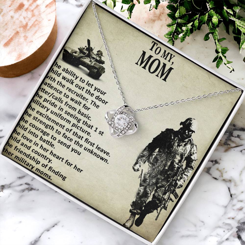 Military Mom Necklace, To My Mom Necklace From Son, Favourite Soldier Necklace Gift For Mom, Daughter And Military Mom Love Knot Necklace Gift, Mom Gift Necklace, Soldier Mom Necklace Gift For Women Love Knot Necklace 6323