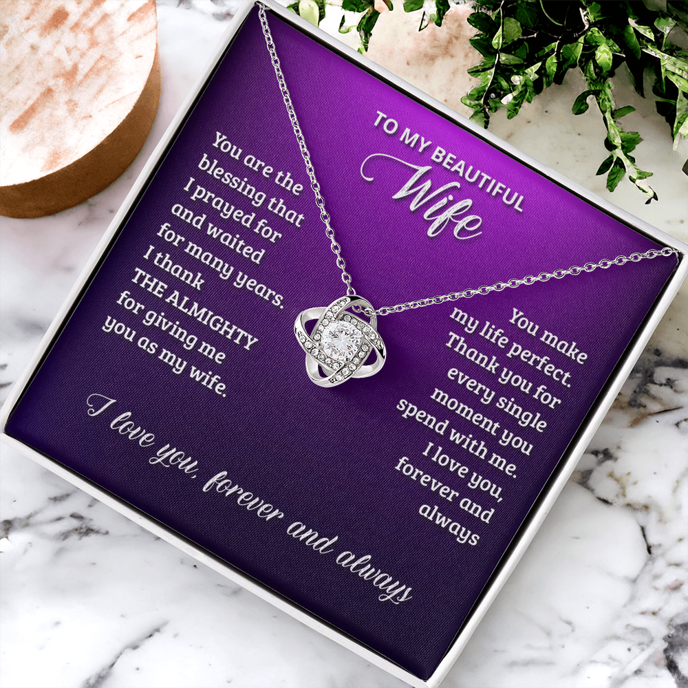 Beautiful Wife Gift Necklace, To My Wife Necklace From Husband, Wife Love Knot Necklace From Husband, Jewelry Gift For Women Badass Wife Gift Necklace, Soulmate Gift Necklace Gift From Men