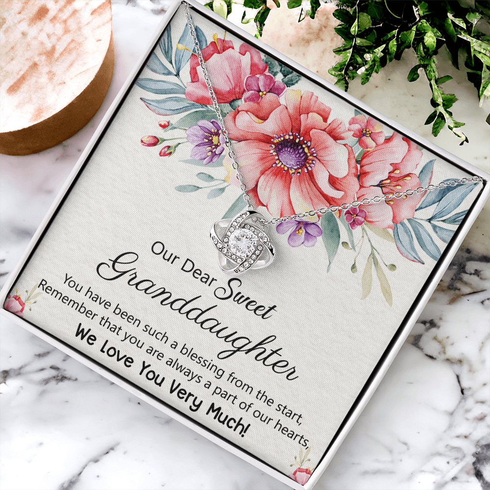 To Our Granddaughter Necklace from Grandma Grandpa, Love Knot Necklace Gift for Granddaughter, Necklace For Her, for Granddaughter Jewelry Gift For Girls On Birthday, Graduation Gift, Christmas