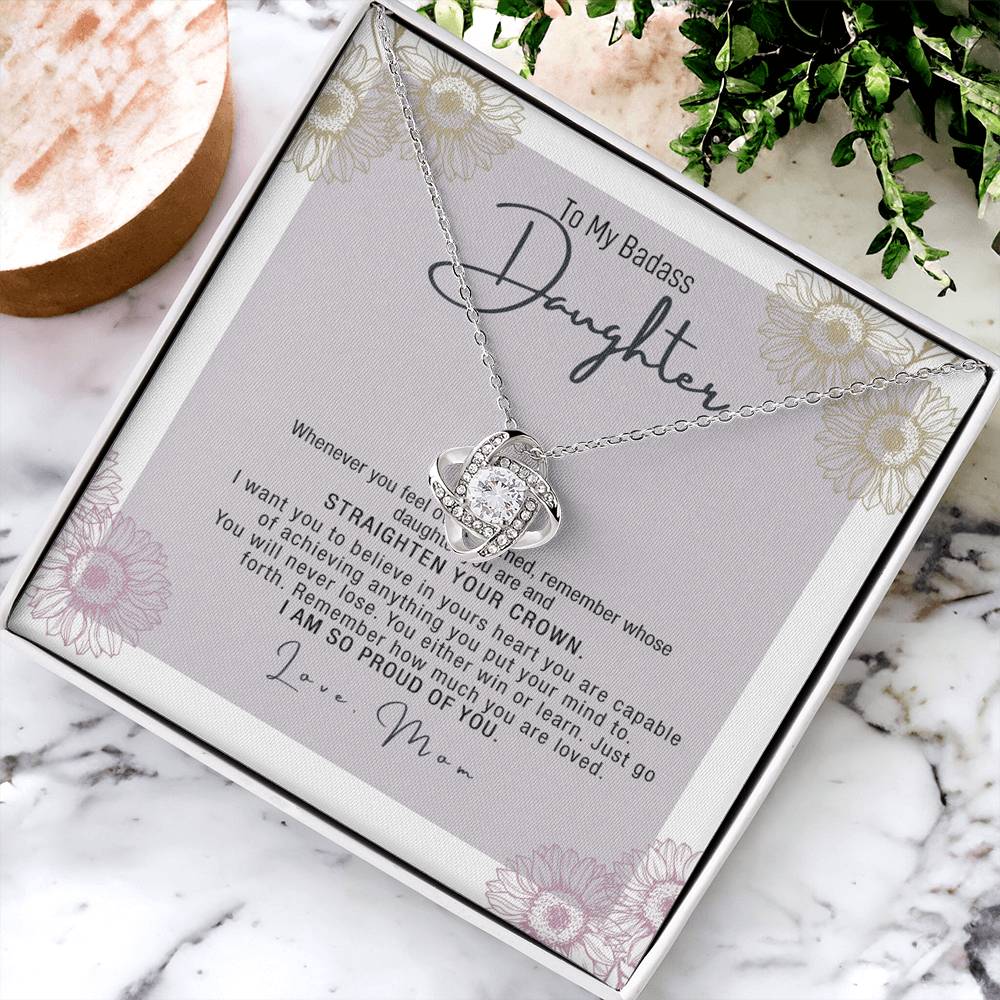 Daughter Gift Necklace From Mom, To My Badass Daughter Necklace From Mom, Birthday Gifts, Graduation Gifts For Daughter Gifts From Mom, Necklace To Daughter From Father Jewelry Gift For Girls