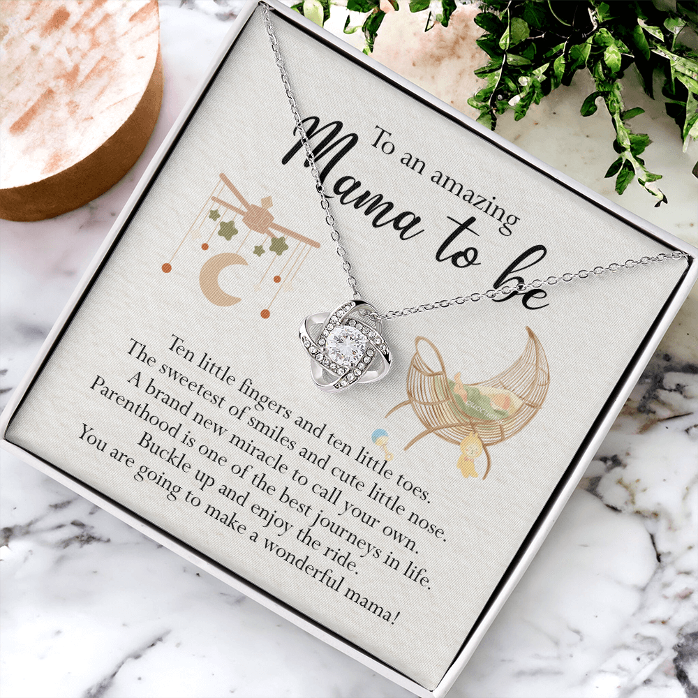 To An Mama To Be Gift Necklace, To An Amazing Mama To Be Love Knot Necklace For New Mom Expecting Mom Mother's Day Gift Idea Necklace For New Mom, Mama To Be Gift Necklace Jewelry Gift for Women