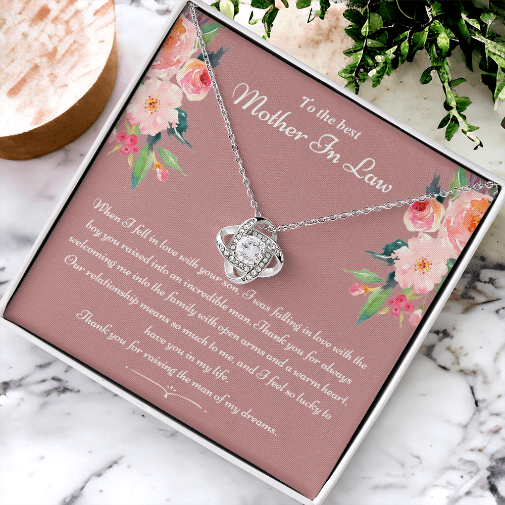 To The Best Mother In Law Gifts Love Knot Necklace, Mother's Day Necklace Gifts