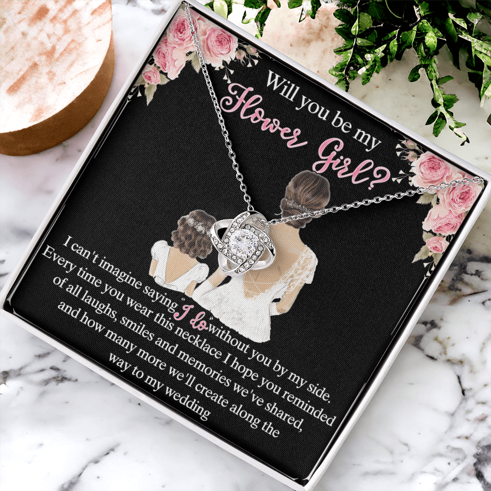 To My Daughter Love Knot Necklace From Mom And Daughter Pendant Gift For Daughter Will You Be My Hower Girl From Mother To Daughter Jewelry Gift For Girls, Daughter On Your Wedding Day Necklace Gift