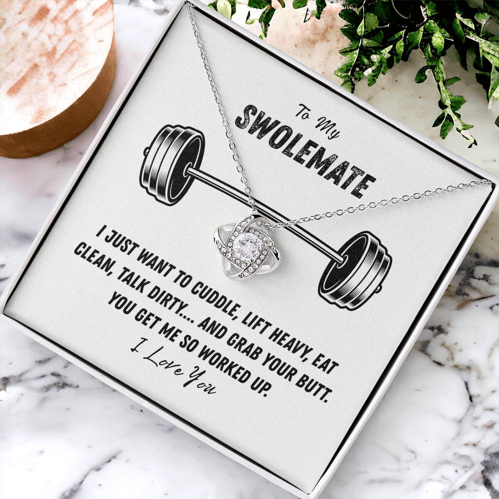 To My Swolemate Love Knot Necklace From Husband, Necklace Gift For Swolemate, Necklace Pendant, Swolemate Necklace, Birthday, Wedding Day, Necklace For Women, Swolemate Cubic Zirconia Necklace