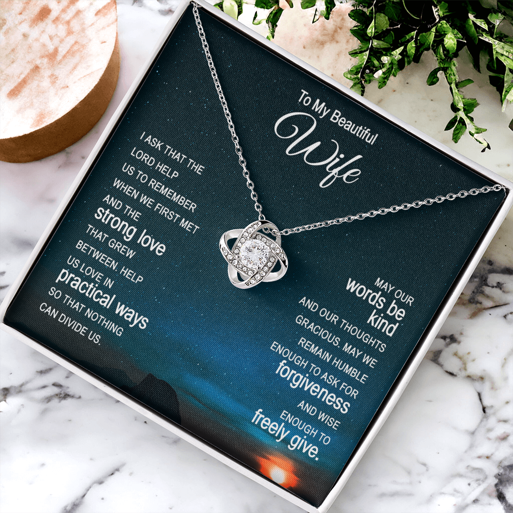 Beautiful Wife Gift Necklace, To My Wife Necklace From Husband, Wife Love Knot Necklace From Husband, Jewelry Gift For Women Badass Wife Gift Necklace, Soulmate Gift Necklace, Strong Love Pendant