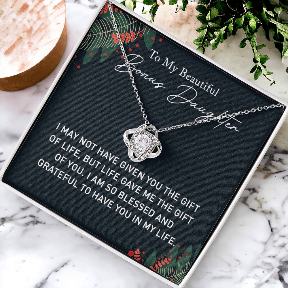 Daughter Gift Necklace, Step Daughter Birthday Gift Pendant Gift For Bonus Daughter, Mother To Bonus Daughter Jewelry Gift For Girls Her, To My Beautiful Badass Daughter Necklace From Mom