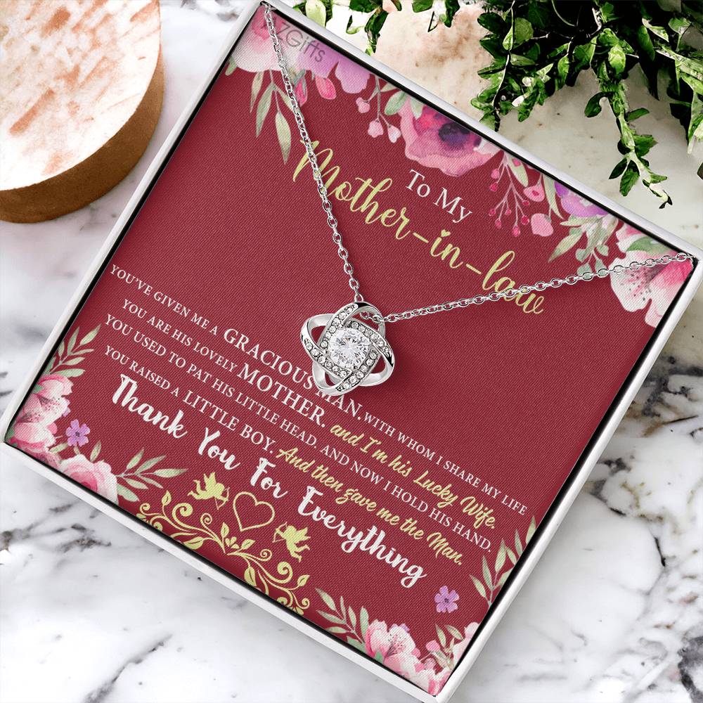Gift For Mother In Law Necklace, To My Mother In Law Gift Necklace, Mom Love Knot Necklace, Gift To Mother In Law Necklace For Beautiful Mom Jewelry, Mother In Law Beautiful Mom Jewelry For Women