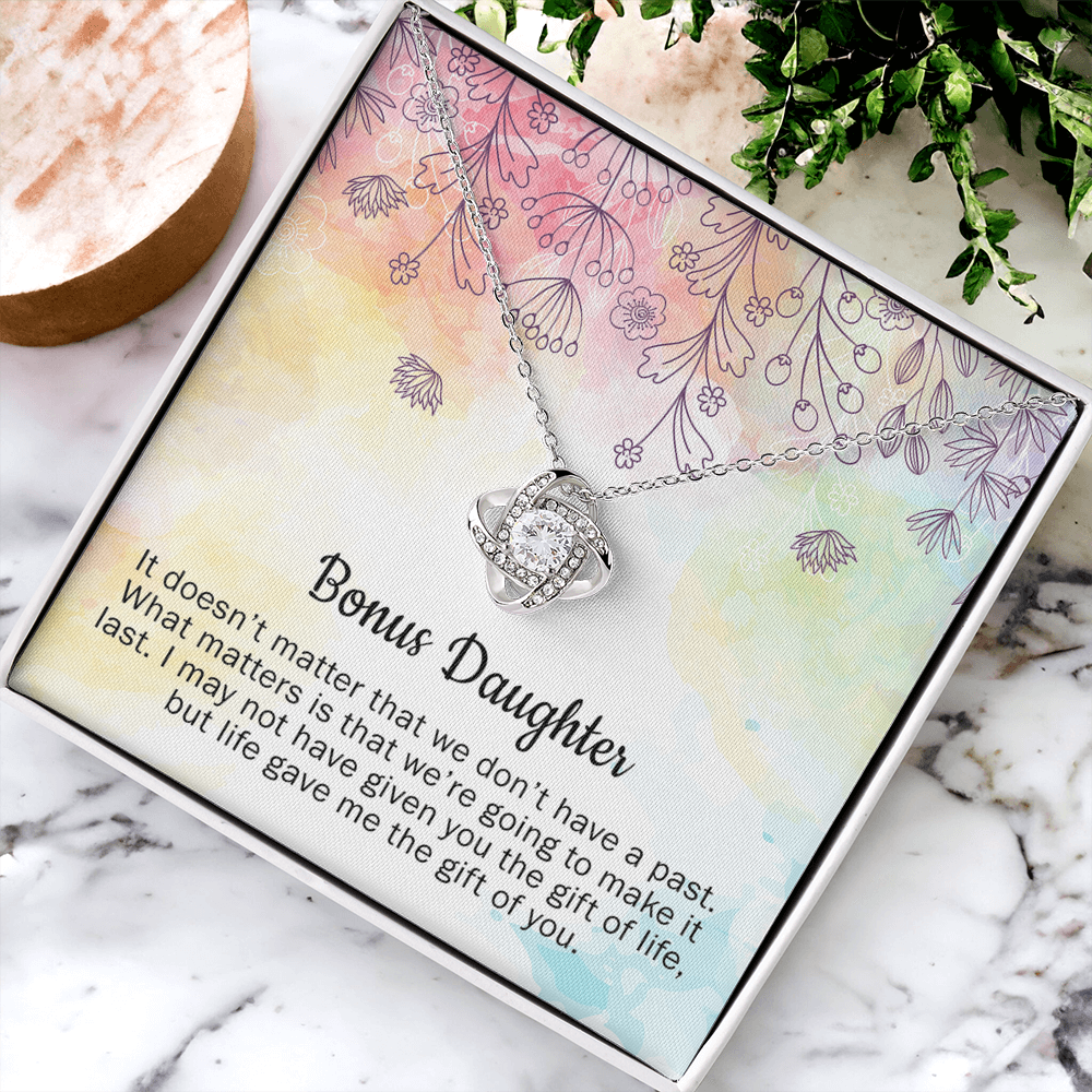 Personalized Gift Necklace - To My Bonus Daughter Gift From Mom, Step Daughter Necklace, Stepdaughter Gift From Stepmom, Step Daughter Wedding Gift, Bonus Daughter Necklace Jewelry Gift For Girls