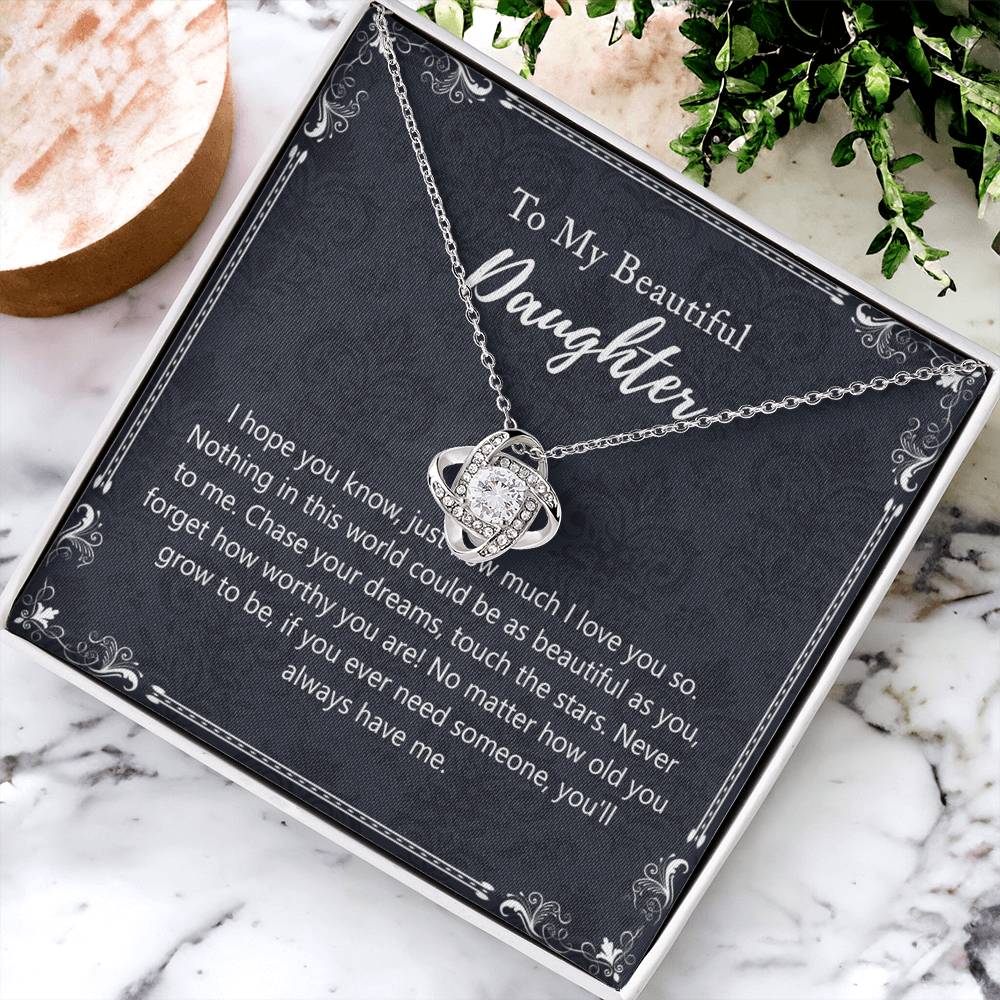 To My Beautiful Daughter Gift Necklaces Pendants, Father and Daughter Necklace Gift Luxury Necklace On Birthday, Anniversary Graduation Includes Gift Box Jewelry Gift For Girls Little Girl Necklace