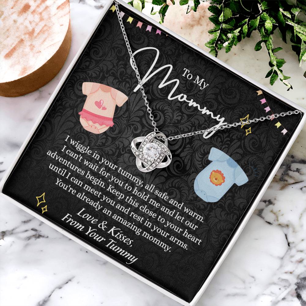 To My Mommy Love Knot Necklace, Mommy Gifts Necklace from Baby, Mommy Gift Necklace from Baby to Mom On Birthday, Gifts for Mom from Baby, New Mom Gift From Husband, New Mom Jewelry Gift For Wome Love Knot Necklace 6323