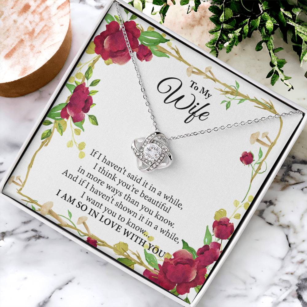 Wife Gift Necklace From Husband, To My Wife Necklace, Wife Love Knot Necklace From Husband, Jewelry Gift For Women Badass Wife Gift Necklace Soulmate Necklace Gift From Men You're Beautiful Necklace