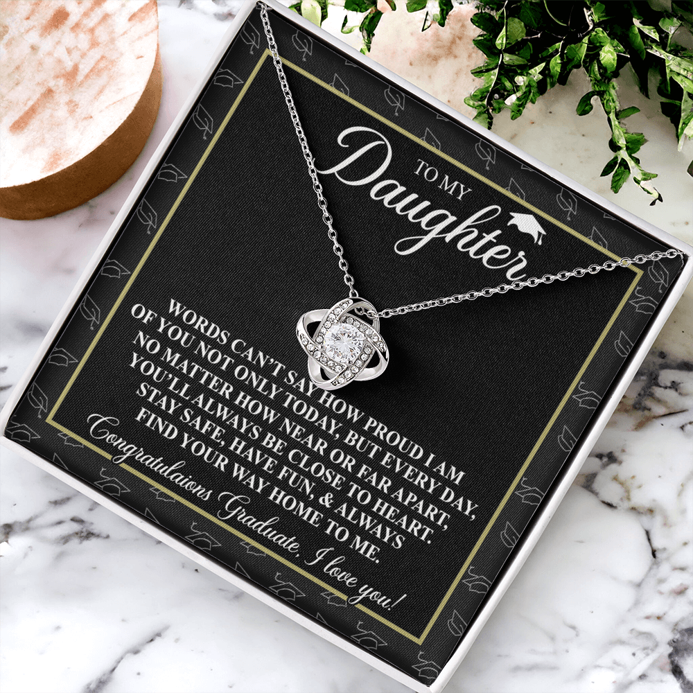 To My Daughter Gift Necklace From Father to Daughter Gift, Birthday Necklace Love Knot Pendant Necklace Gift Message Card and. Gift Box styles On Birthday, Christmas, Anniversary Graduation Gift