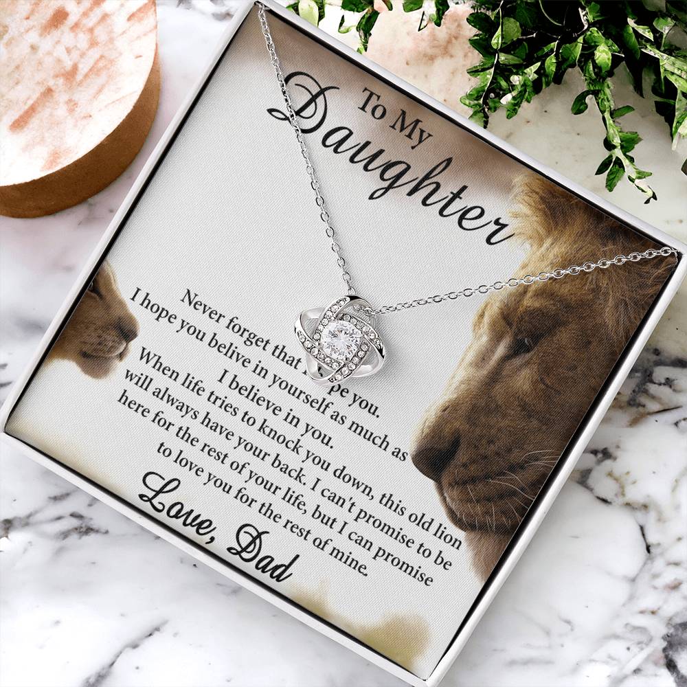 Father Daughter Necklace - Sterling Steel Necklace For Daughter, Necklace Gift On Graduation Gift Birthday Gifts for Daughter from Dad - Lion Daughter Jewelry Gift For Girls, Little Girl Necklace