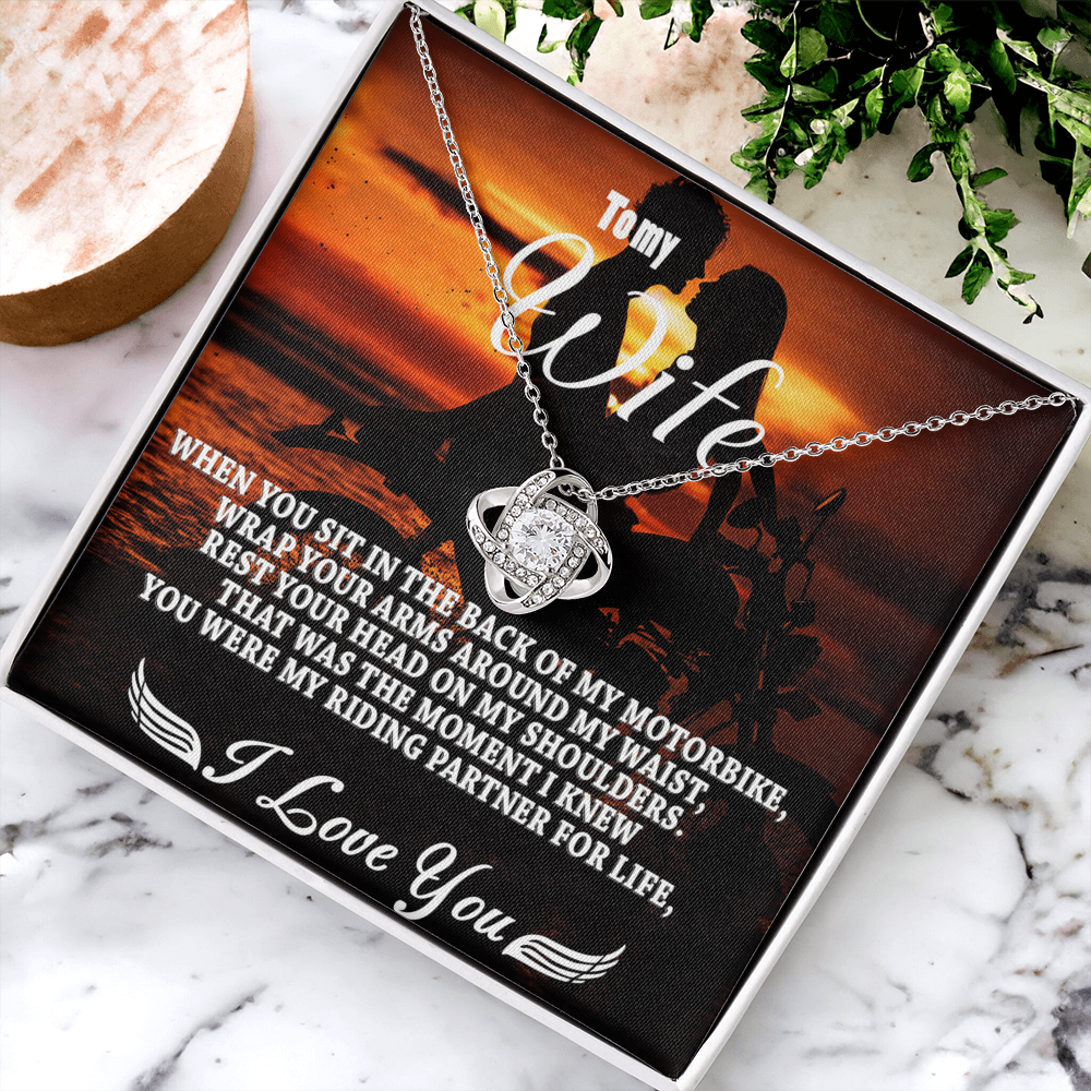 To My Wife Necklace From Husband, My Riding Partner For Life Necklace Gift For Wife From Men, Soulmate Gift Necklace Riding Partner Love Knot Necklace, Jewelry Gift For Women, I Love You Necklace