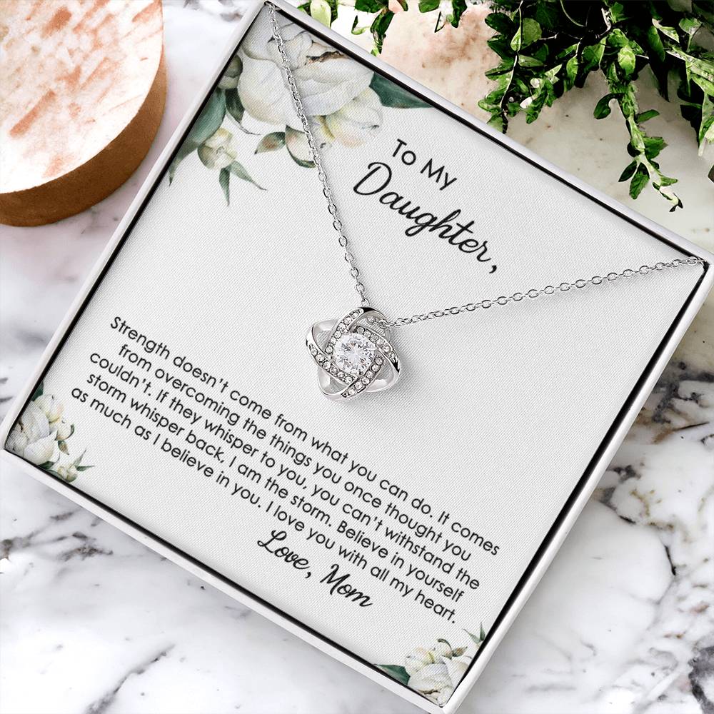 To My Daughter Love Knot Necklace From Mom, Mother And Daughter Pendant Gifts Necklace, To Daughter Pendant Gift From Mom, Little Girl Necklace I Love You With All My Heart Jewelry Gift For Girls