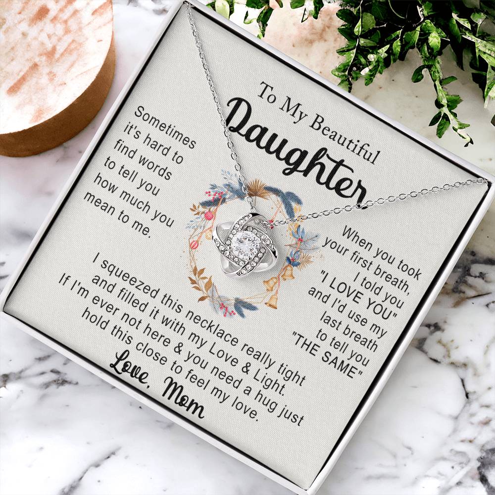 Personalized Necklace With Message Card And Box, Jewelry Custom Card For Daughter, To My Beautiful Daughter Necklace From Mom, Mother To Daughter Pendant From Mom Jewelry Gift For Girls