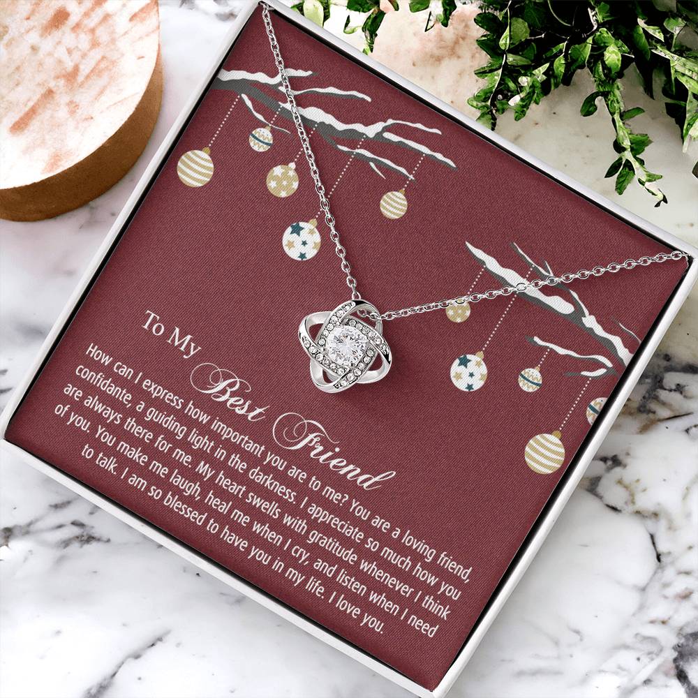 To My Best Friend Christmas Necklace From Friend, Jewelry Gift For Friend, Christmas Love Knot Necklace For Friend, BFF Gift Best Friend Gift Necklace On Birthday, Anniversary, Christmas For Friend