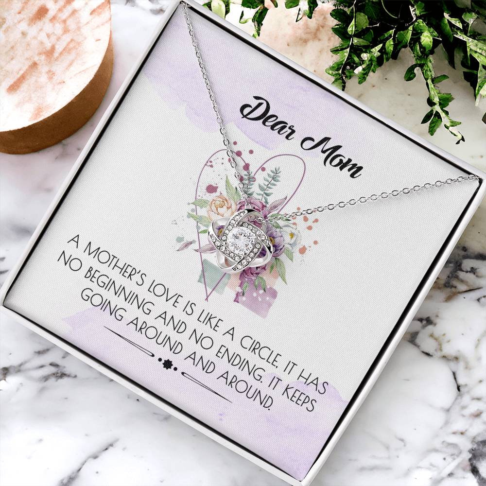 Mom Gift Necklace, Dear Mom Love Knot Necklace Gift From Daughter And Mother Love Knot Pendant Gift For Mom Bonus Mom Gift Necklace Around And Around Pendant Gift For Mom Jewelry Gift For Women Love Knot Necklace 6323