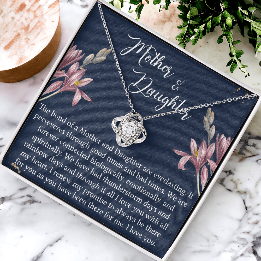 Mother And Daughter Gift Necklace - To My Mother Love Knot Necklace Gift From Daughter, Bond Of A Mother And Daughter Gift Necklace For Mom, Jewelry Gift For Women, Mother, Birthday Gift For Mom