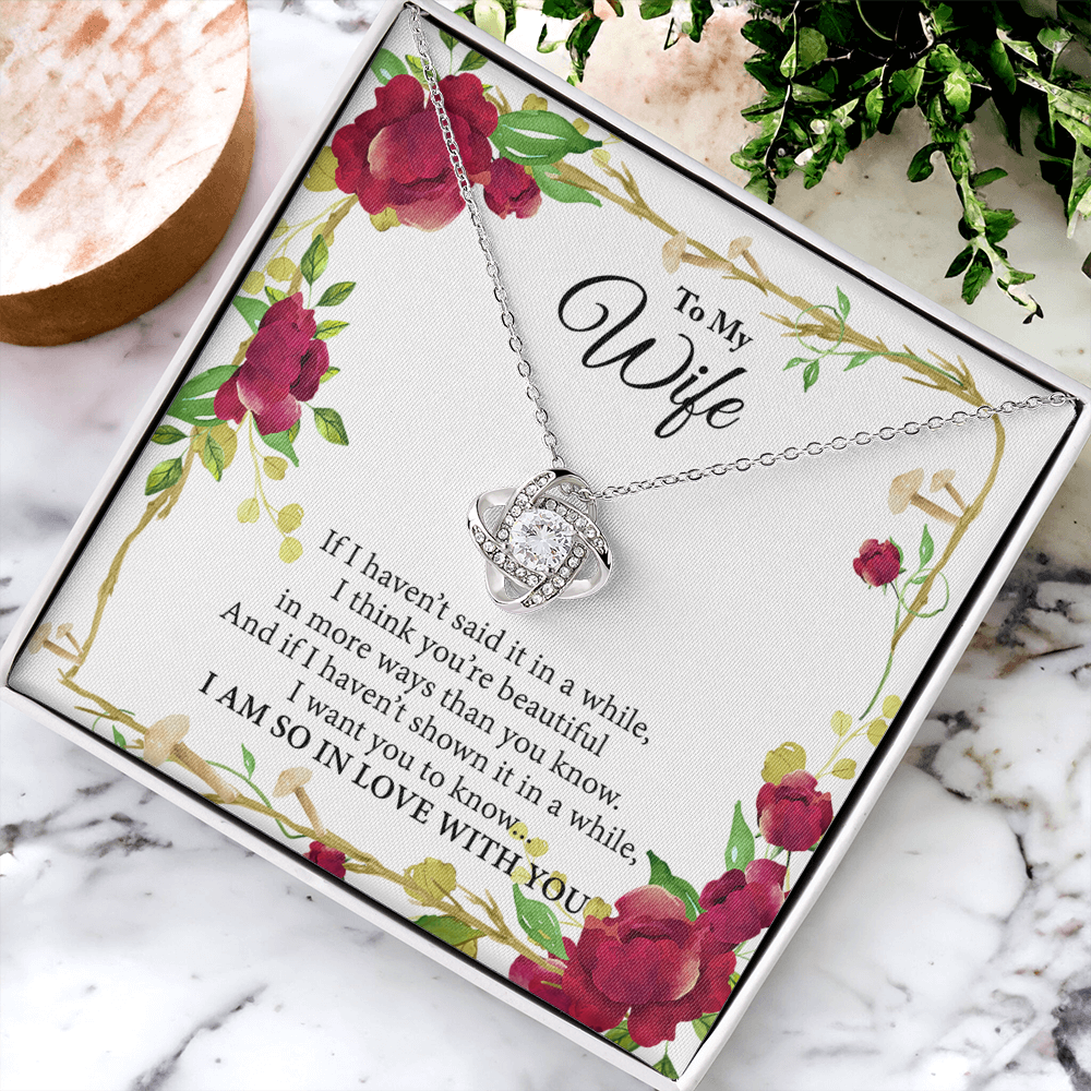 Wife Gift Necklace From Husband, To My Wife Necklace, Wife Love Knot Necklace From Husband, Jewelry Gift For Women Badass Wife Gift Necklace Soulmate Necklace Gift From Men You're Beautiful Necklace