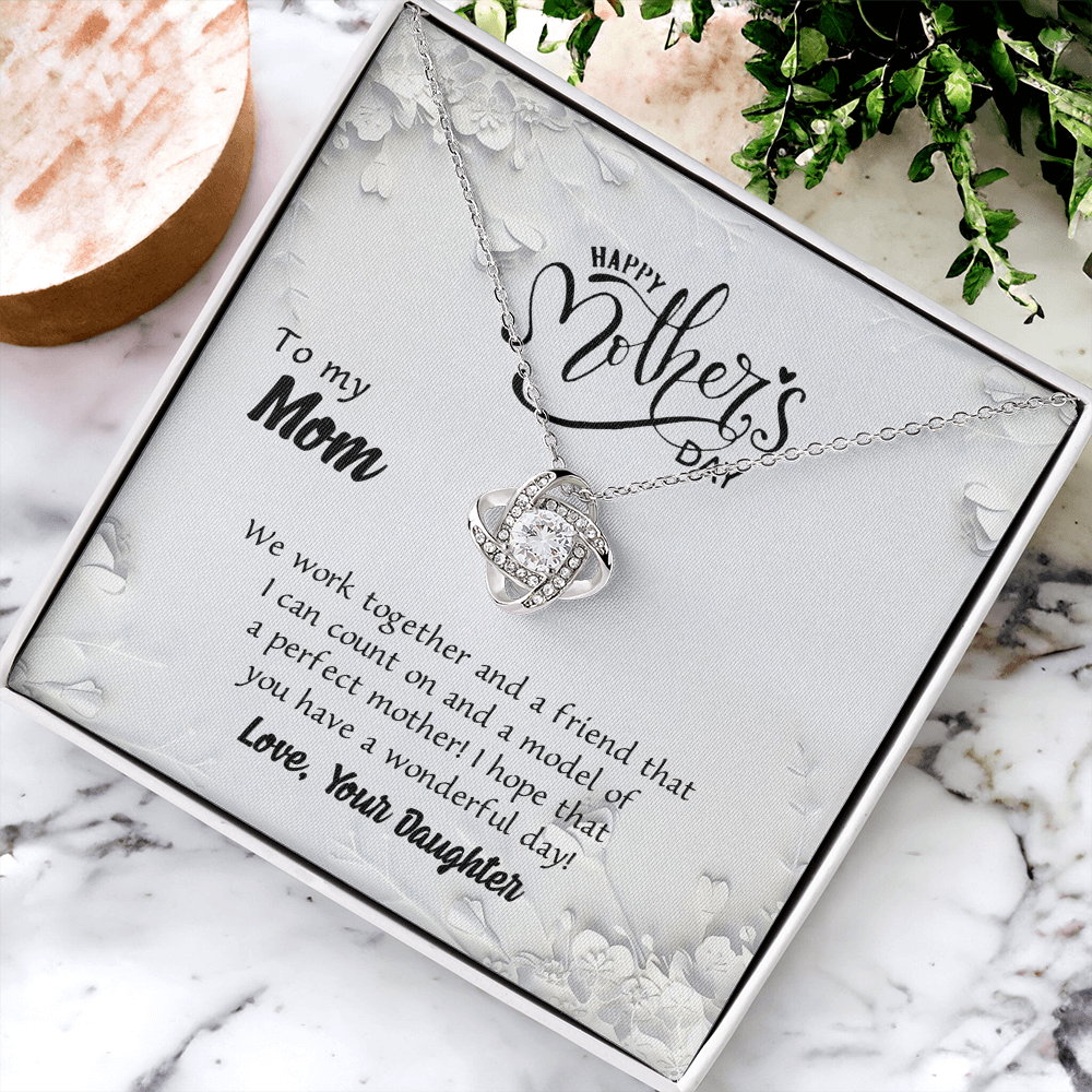 Happy Mother's Day Necklace, To My Mom Love Knot Necklace Gift From Daughter, Mom Your Daughter Necklace, Daughter And Mother Love Knot Pendant Gift For Mom Gift Necklace, Jewelry Gift For Women