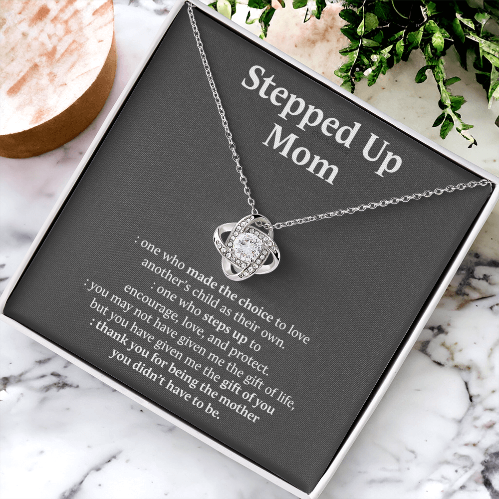 Inspirational StepMom Gifts Stepped Up Mom Necklace Birthday Gift for Bonus Mom