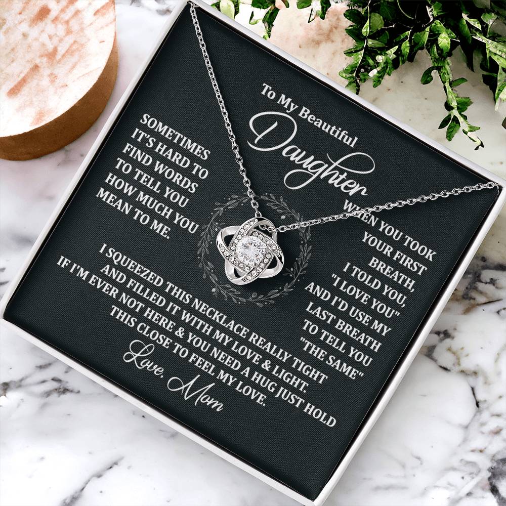 To My Beautiful Daughter Necklace Gift From Mom To Daughter, The Love Knot Necklace, Graduation Gift, Birthday Gift, Mothers Day Jewelry Birthday Gift For Daughter, Mother And Daughter Gift Jewelry