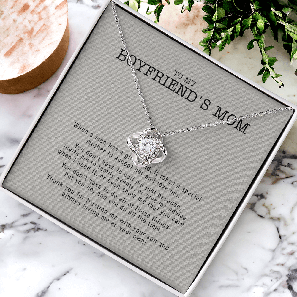 Gifts for Boyfriend's Mom Necklace, To My Boyfriends Mom Necklace, Boyfriend's Mom Gifts, Gifts For My Boyfriends Mom Love Knot Necklace From Man, Boyfriends Mom Christmas Necklace Mother's Day