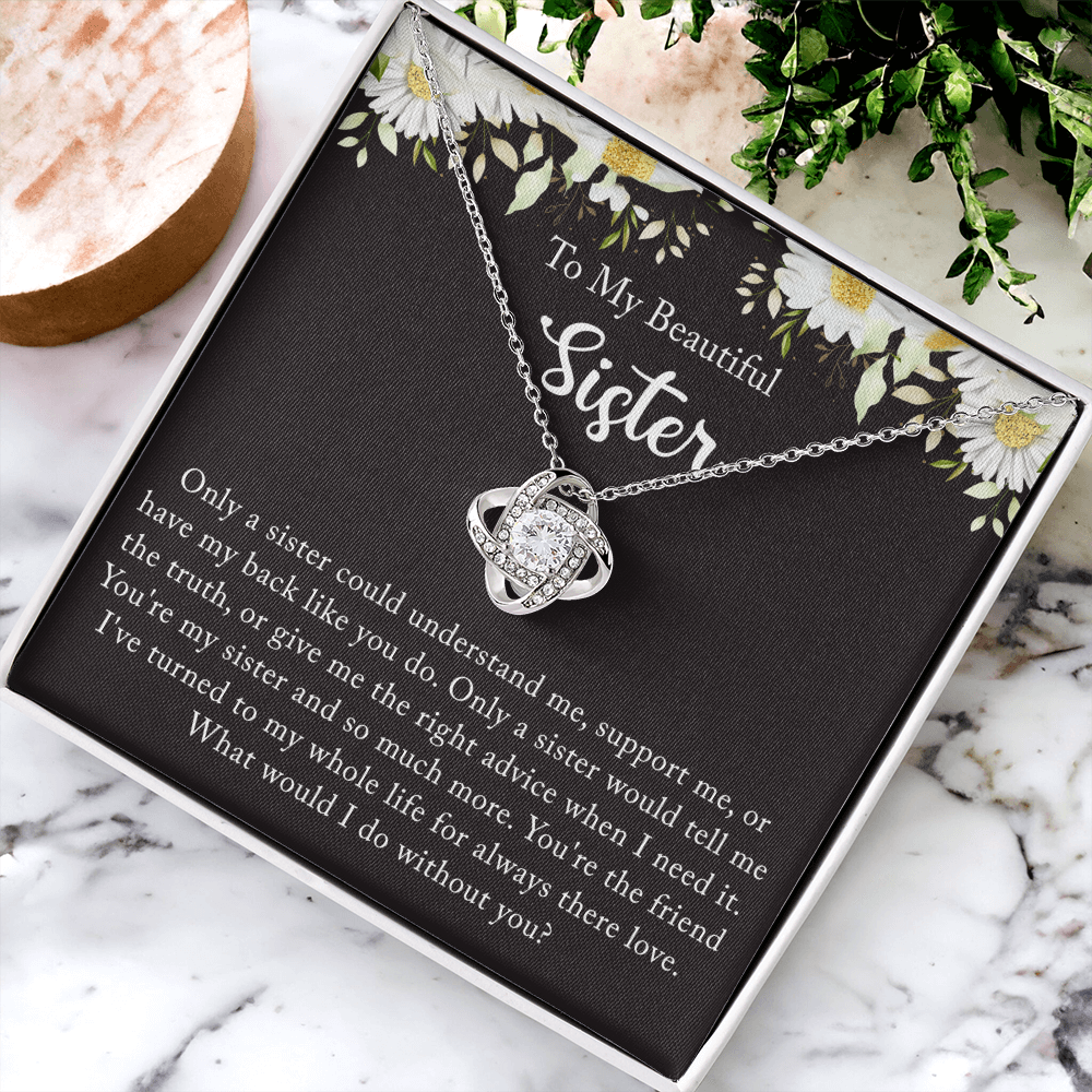 Personalized Gift Necklace - Love Knot Necklace, Sister Wedding Gift from Bride, Sister of the Bride Necklace, Sister Wedding Gift, Thank you Gift to Sister Maid of Honor, Matron of Honor Necklace