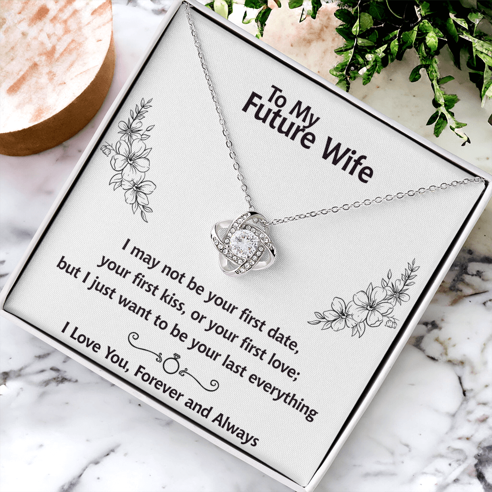 To My Future Wife Necklace, Love Knot Necklace For Girlfriend With Box And Message Card Soulmate Gift Necklace, Necklace For Her From Boyfriend, Jewelry Gift For Women, One Year Anniversary Pendant