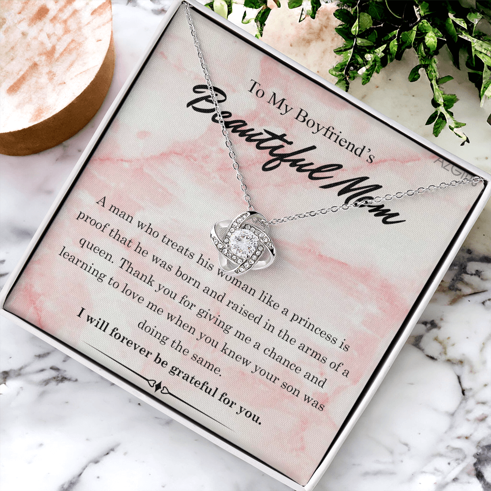 To My Boyfriends Beautiful Mom Necklace From Girlfriend, Gift Necklace For Boyfriend's Mom Jewelry For Mom On Mothers Day For Boyfriend Mom, Boyfriend's Mom Christmas Necklace Gift for Bf Mom