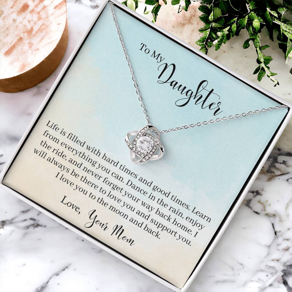 To My Daughter Love Knot Necklace From Mom, Happy Graduation Gift Necklace, Mother And Daughter Love Knot Necklace, Daughter Gift Necklace From Mommy Mother To Daughter Jewelry Gift For Girls