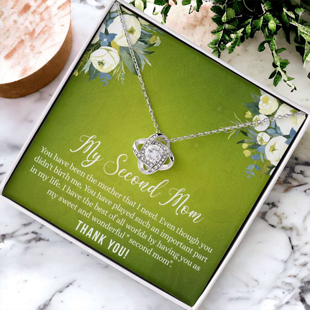 Second Mom Necklace, To My Second Mom Love Knot Necklace Gift From Daughter, Mother And Daughter Gift Necklace Personalized Gift Necklace For Mom, Thank You Love Knot Necklace Gift For Women